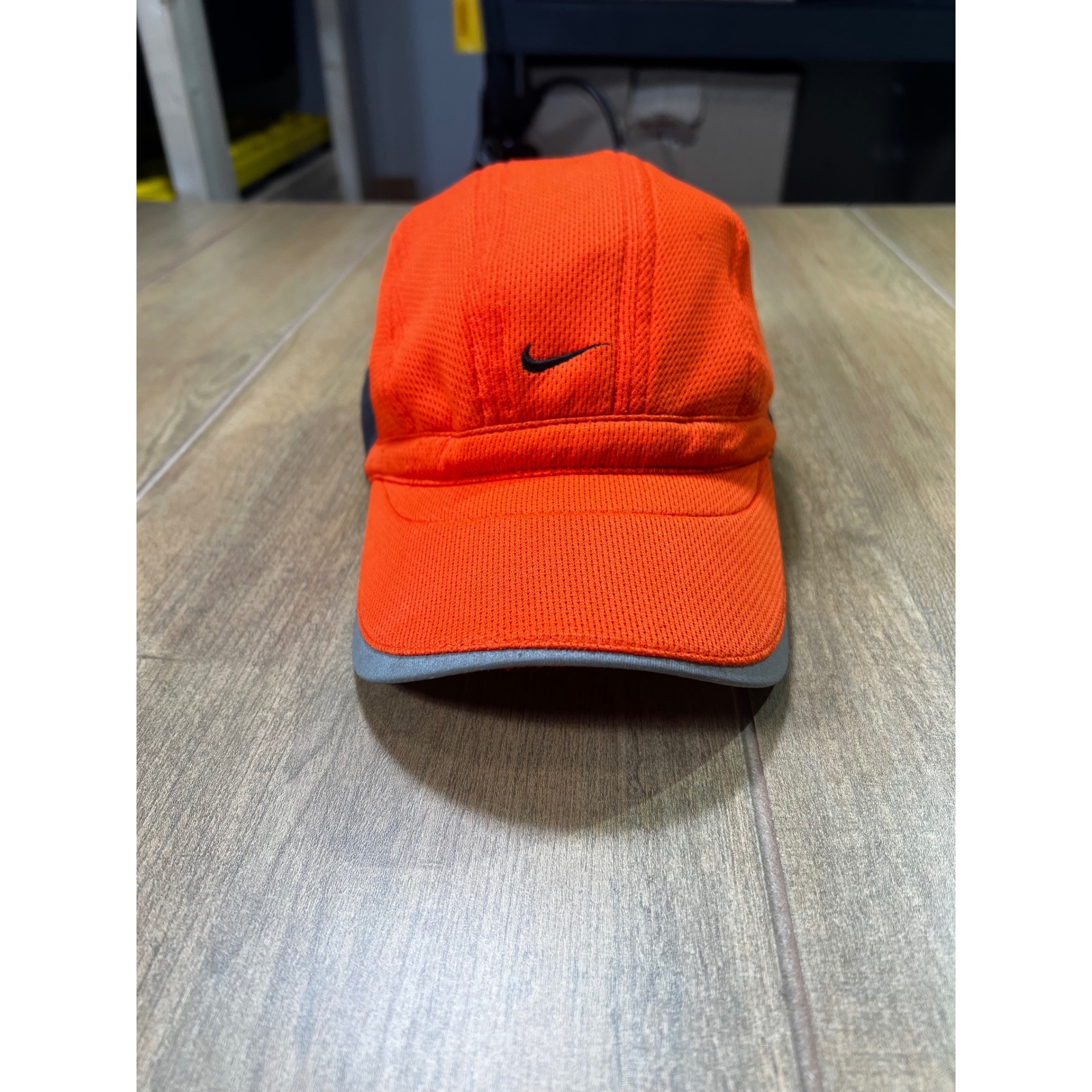 Vintage Nike Hat Cap Strapback Orange Tailwind 7 Panel Reflective Tennis Cycling